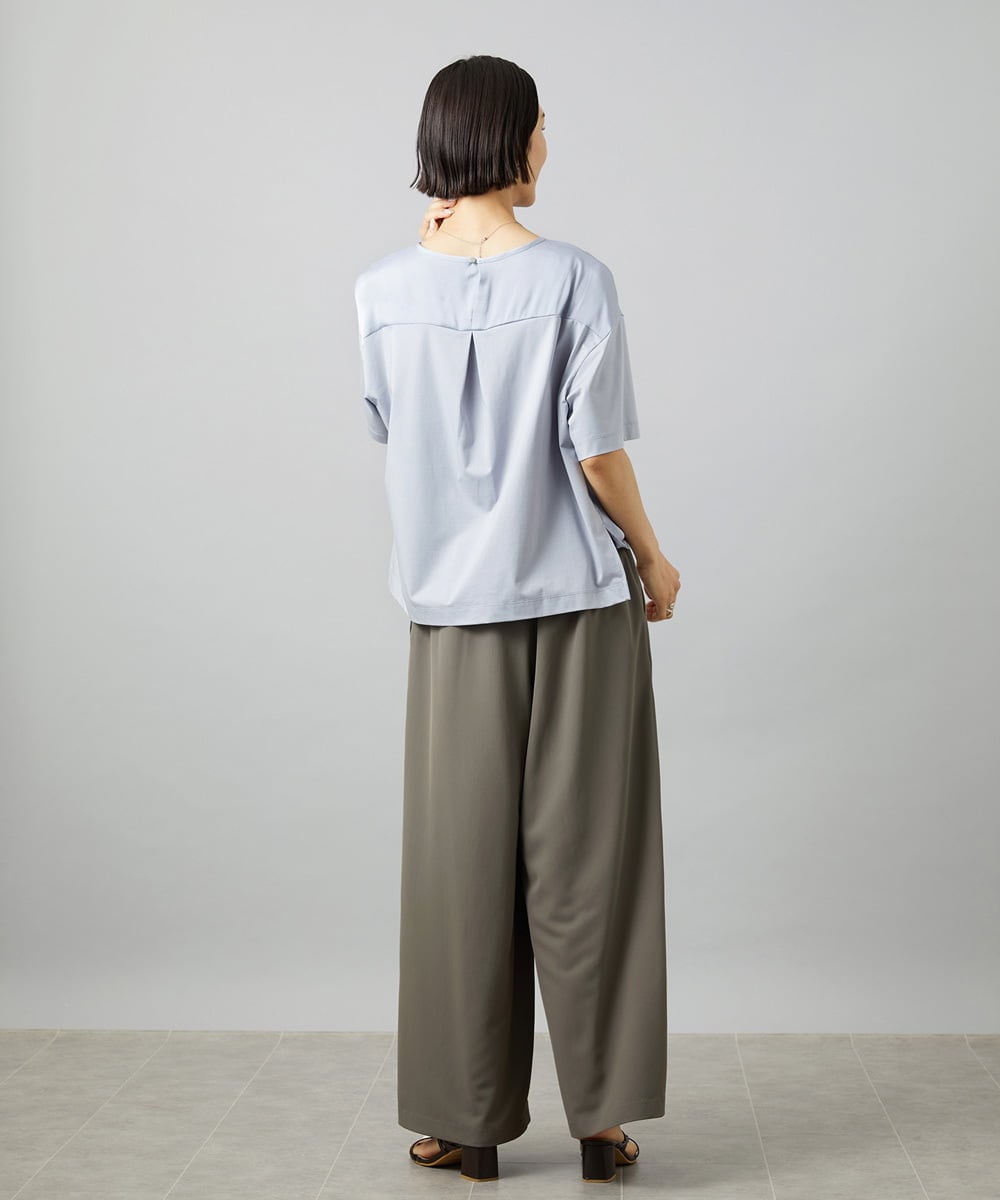 FMLHD02280 MICHEL KLEIN(ミッシェルクラン) [リラックスボトム]ドローストリング ワイドパンツ カーキ