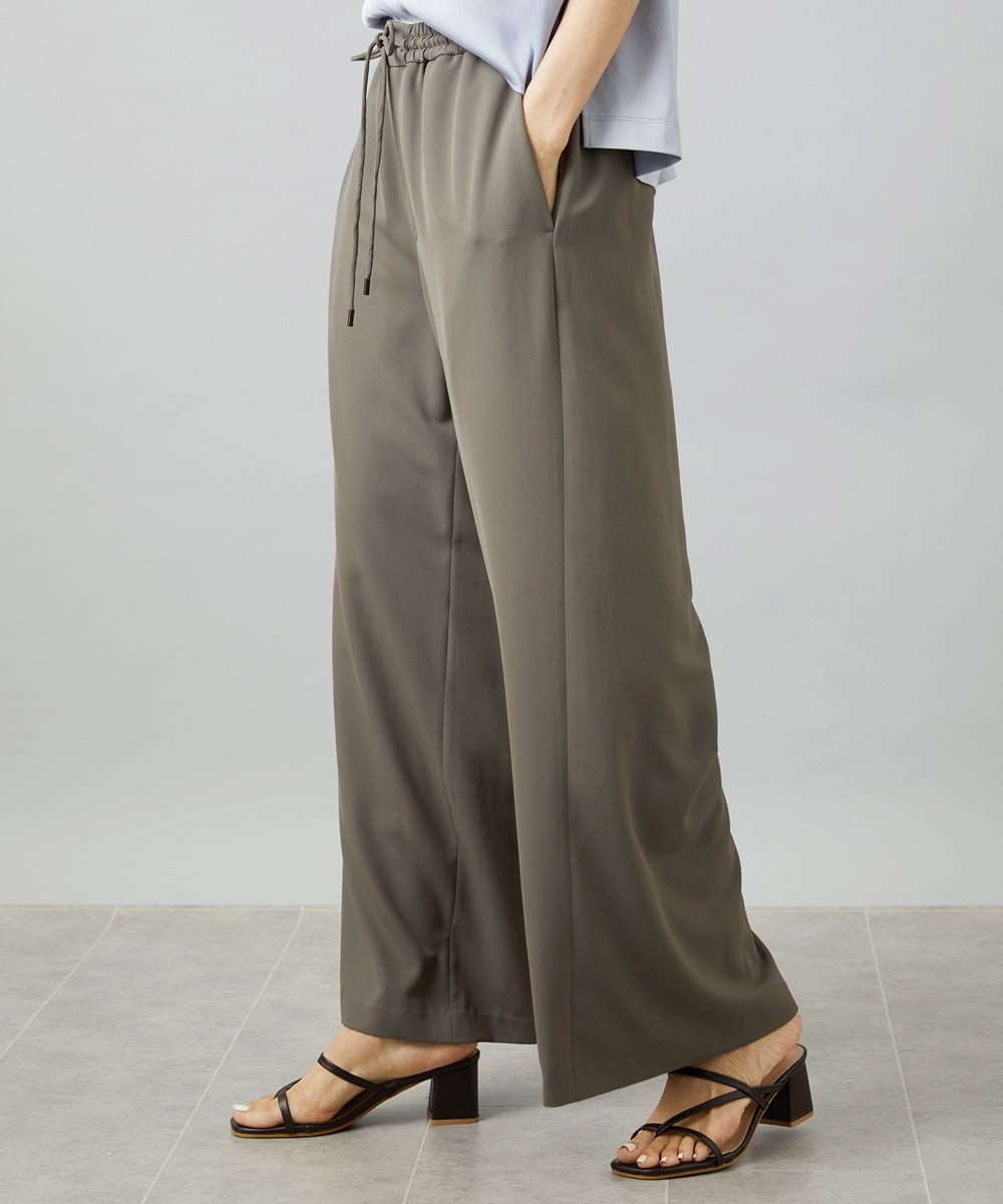 FMLHD02280 MICHEL KLEIN(ミッシェルクラン) [リラックスボトム]ドローストリング ワイドパンツ カーキ