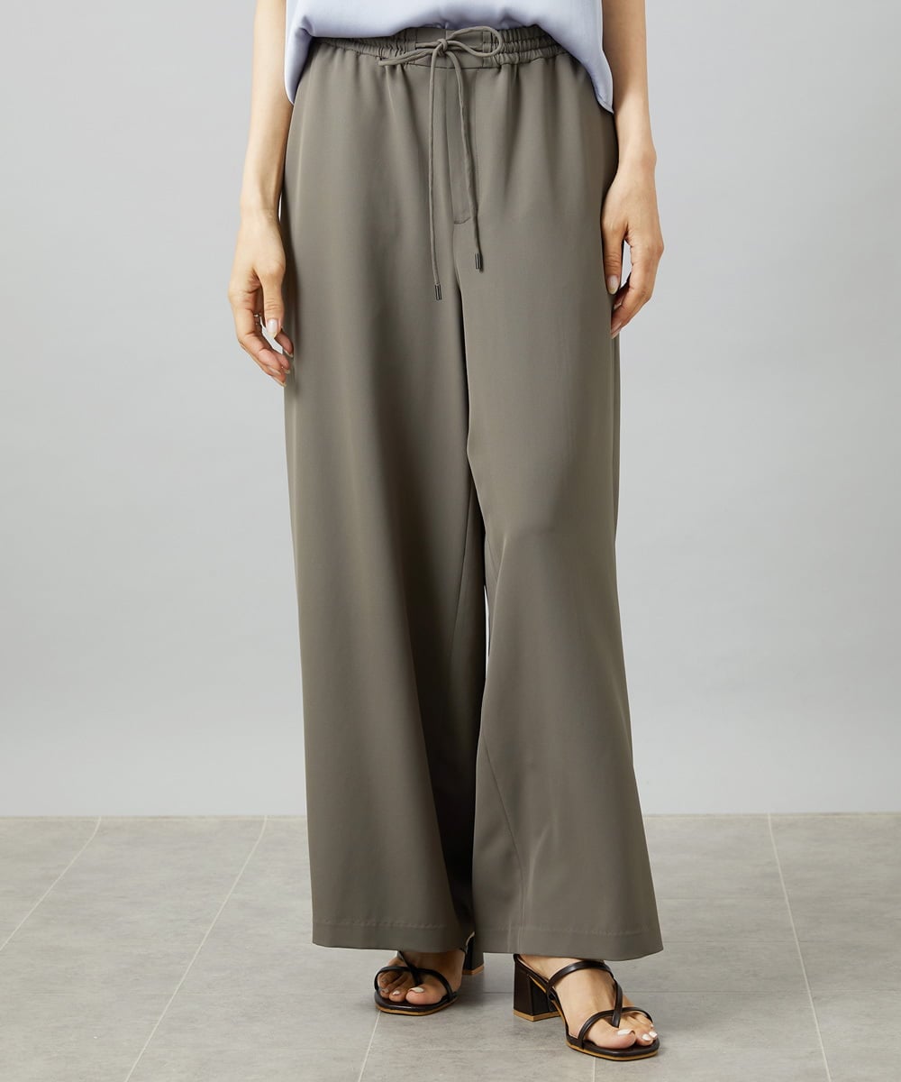FMLHD02280 MICHEL KLEIN(ミッシェルクラン) [リラックスボトム]ドローストリング ワイドパンツ カーキ