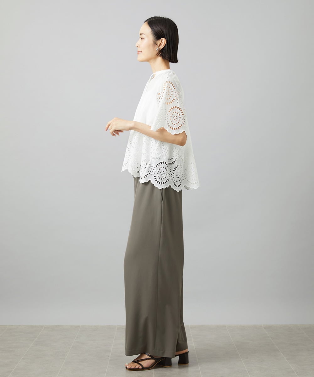FMLHD02280 MICHEL KLEIN(ミッシェルクラン) [リラックスボトム]ドローストリング ワイドパンツ カーキ