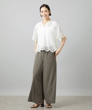 FMLHD02280 MICHEL KLEIN(ミッシェルクラン) [リラックスボトム]ドローストリング ワイドパンツ カーキ