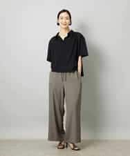 FMLHD02280 MICHEL KLEIN(ミッシェルクラン) [リラックスボトム]ドローストリング ワイドパンツ カーキ