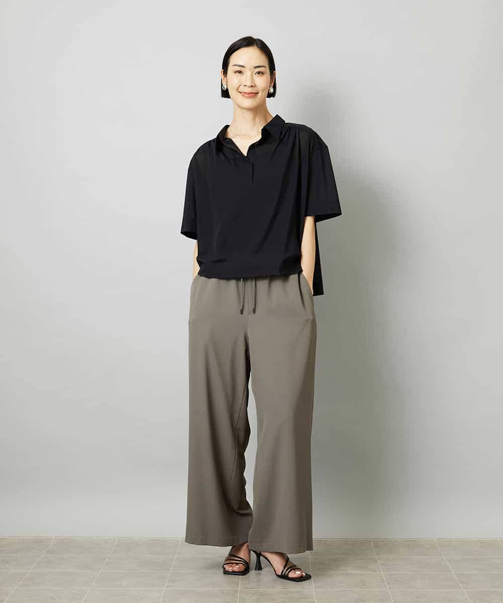 FMLHD02280 MICHEL KLEIN(ミッシェルクラン) [リラックスボトム]ドローストリング ワイドパンツ カーキ