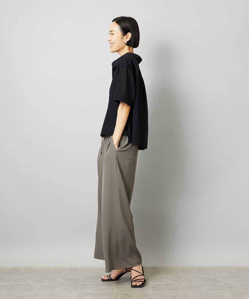 FMLHD02280 MICHEL KLEIN(ミッシェルクラン) [リラックスボトム]ドローストリング ワイドパンツ カーキ