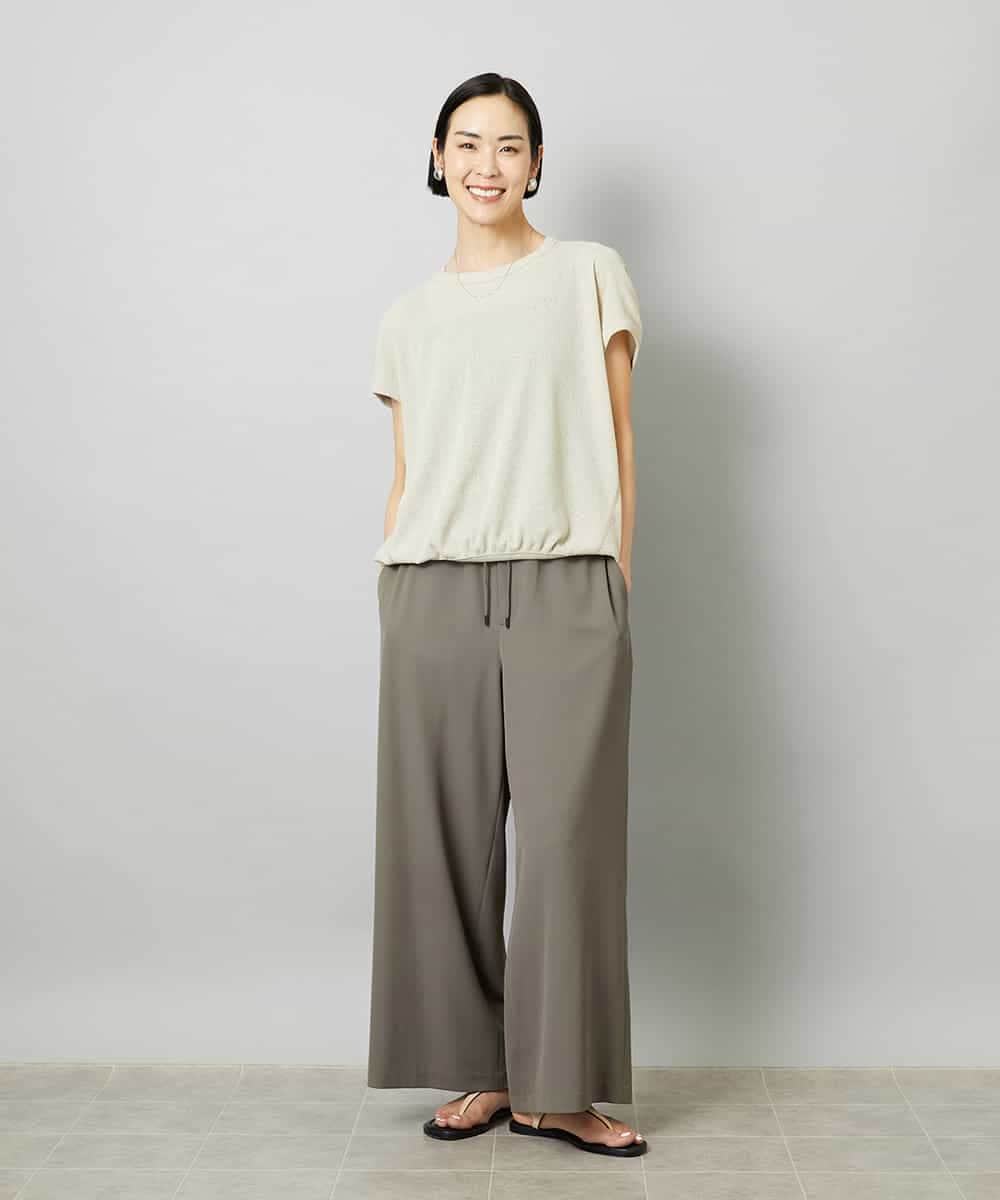 FMLHD02280 MICHEL KLEIN(ミッシェルクラン) [リラックスボトム]ドローストリング ワイドパンツ カーキ