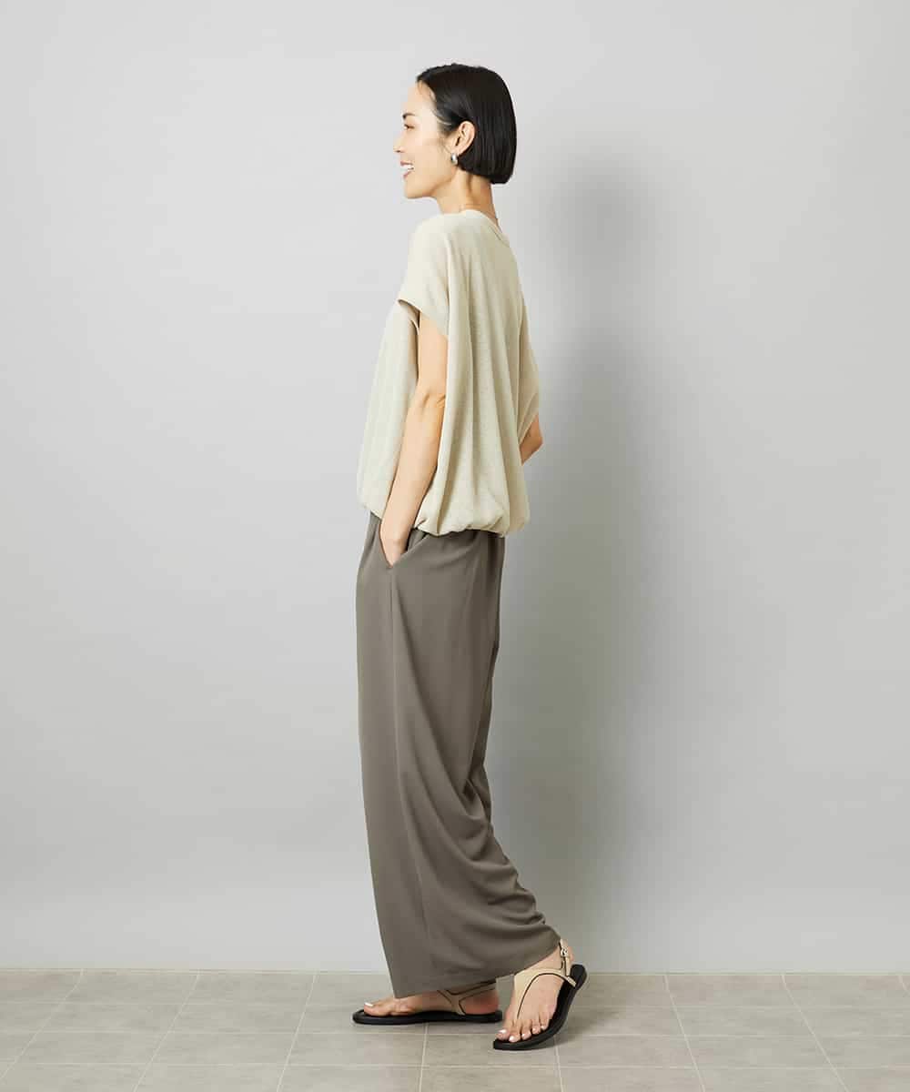 FMLHD02280 MICHEL KLEIN(ミッシェルクラン) [リラックスボトム]ドローストリング ワイドパンツ カーキ