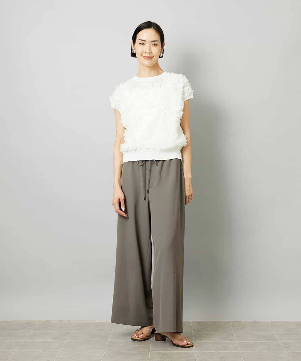 FMLHD02280 MICHEL KLEIN(ミッシェルクラン) [リラックスボトム]ドローストリング ワイドパンツ カーキ