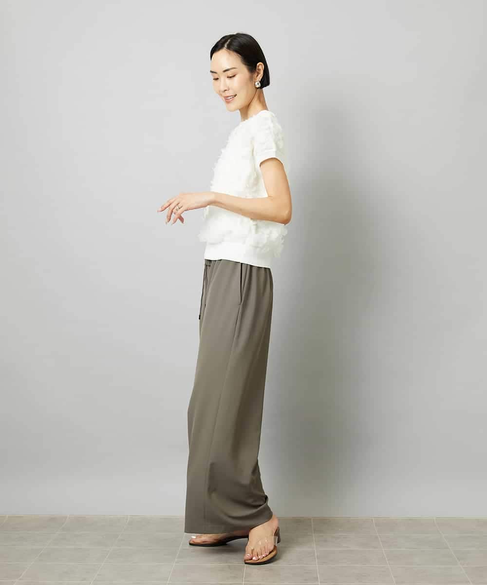 FMLHD02280 MICHEL KLEIN(ミッシェルクラン) [リラックスボトム]ドローストリング ワイドパンツ カーキ