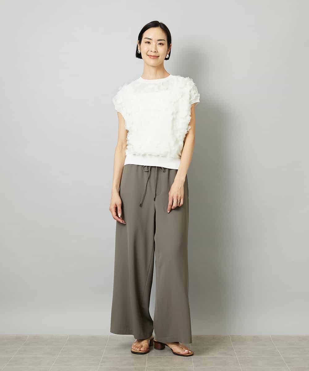 FMLHD02280 MICHEL KLEIN(ミッシェルクラン) [リラックスボトム]ドローストリング ワイドパンツ カーキ