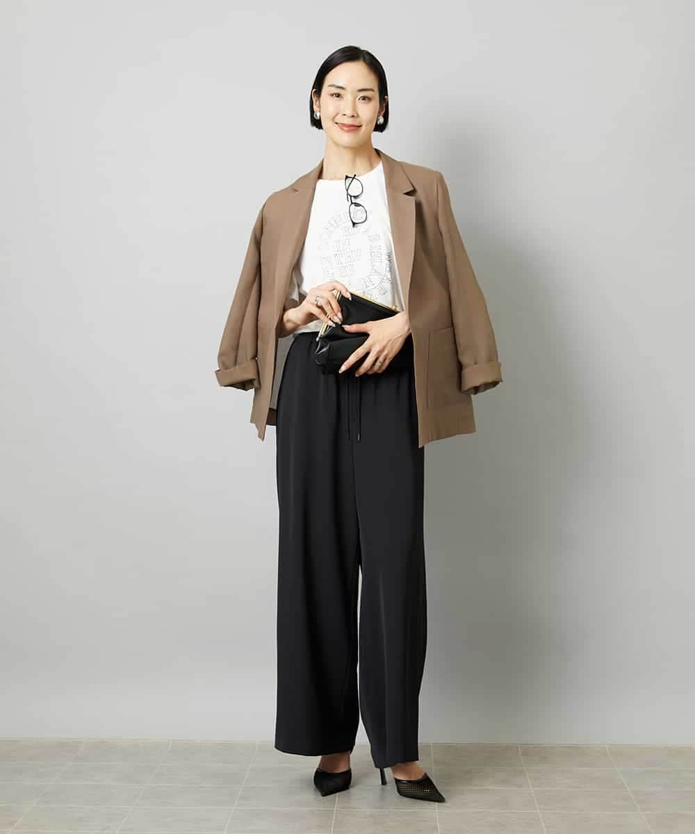 FMLHD02280 MICHEL KLEIN(ミッシェルクラン) [リラックスボトム]ドローストリング ワイドパンツ カーキ