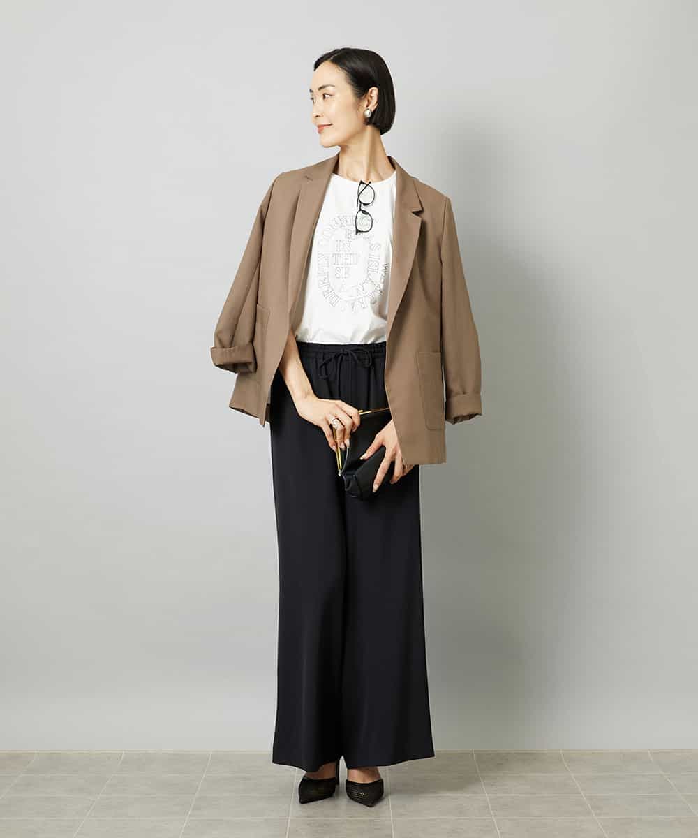 FMLHD02280 MICHEL KLEIN(ミッシェルクラン) [リラックスボトム]ドローストリング ワイドパンツ カーキ