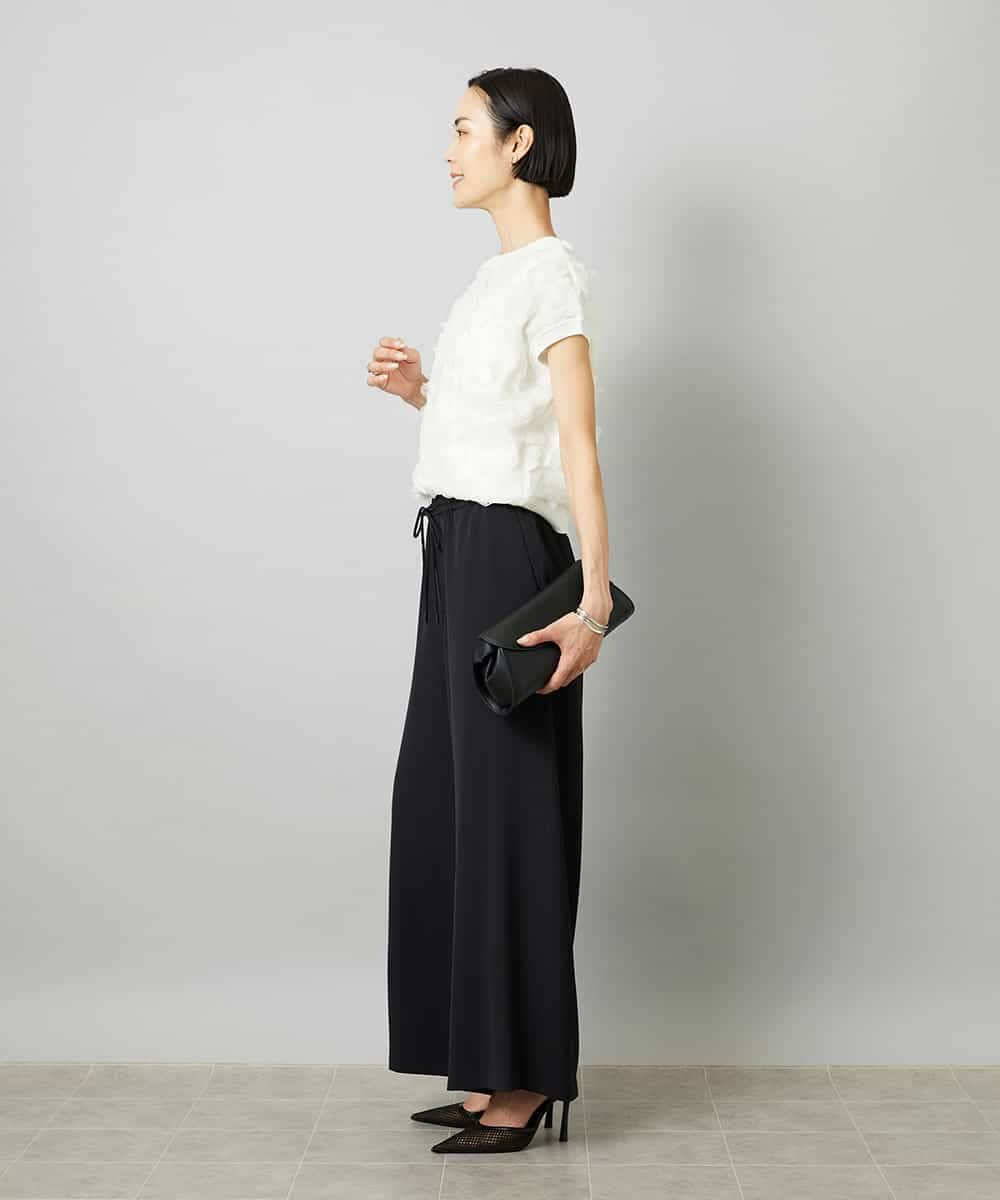 FMLHD02280 MICHEL KLEIN(ミッシェルクラン) [リラックスボトム]ドローストリング ワイドパンツ カーキ
