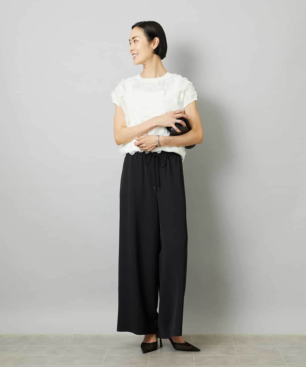 FMLHD02280 MICHEL KLEIN(ミッシェルクラン) [リラックスボトム]ドローストリング ワイドパンツ カーキ