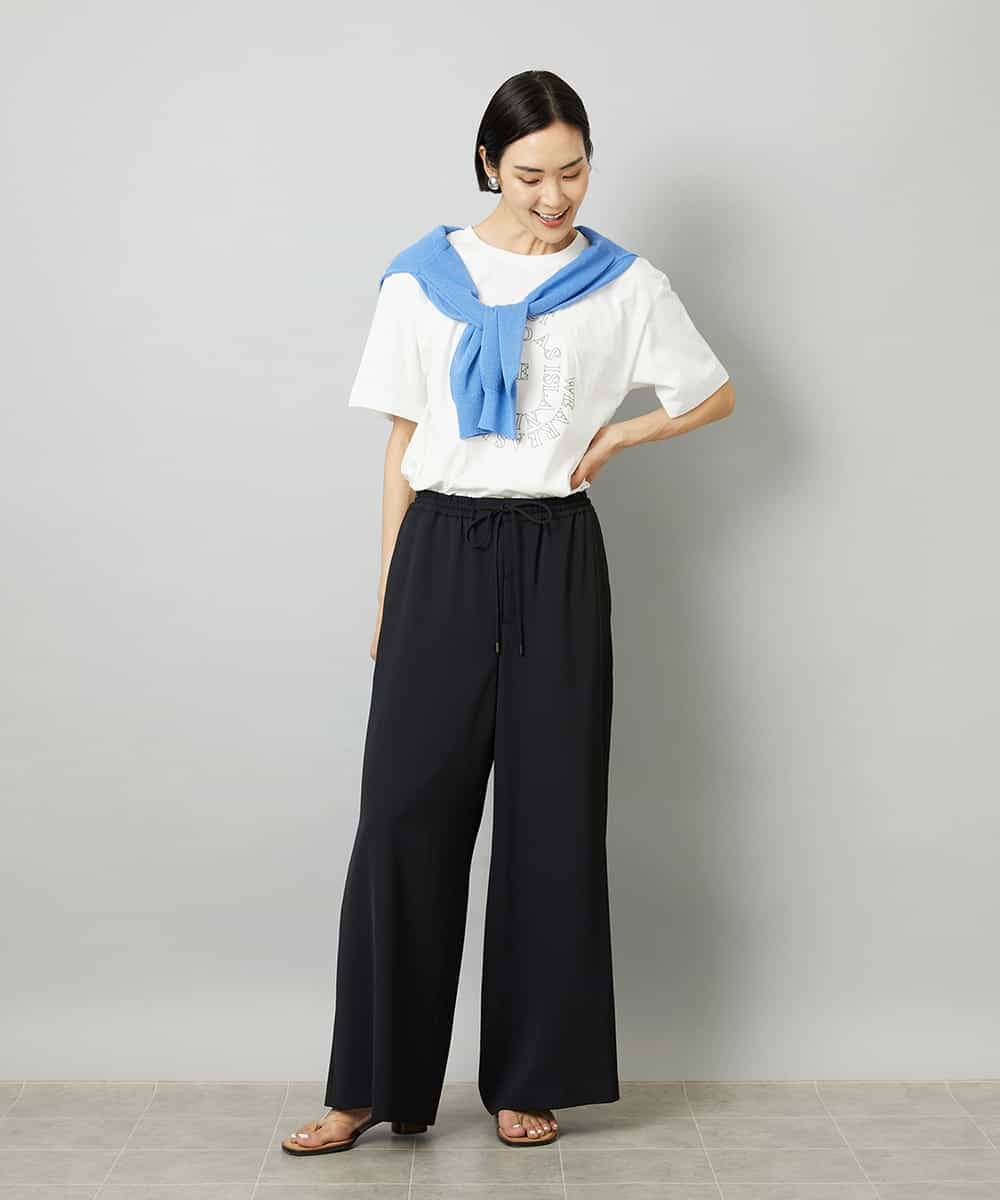 FMLHD02280 MICHEL KLEIN(ミッシェルクラン) [リラックスボトム]ドローストリング ワイドパンツ カーキ