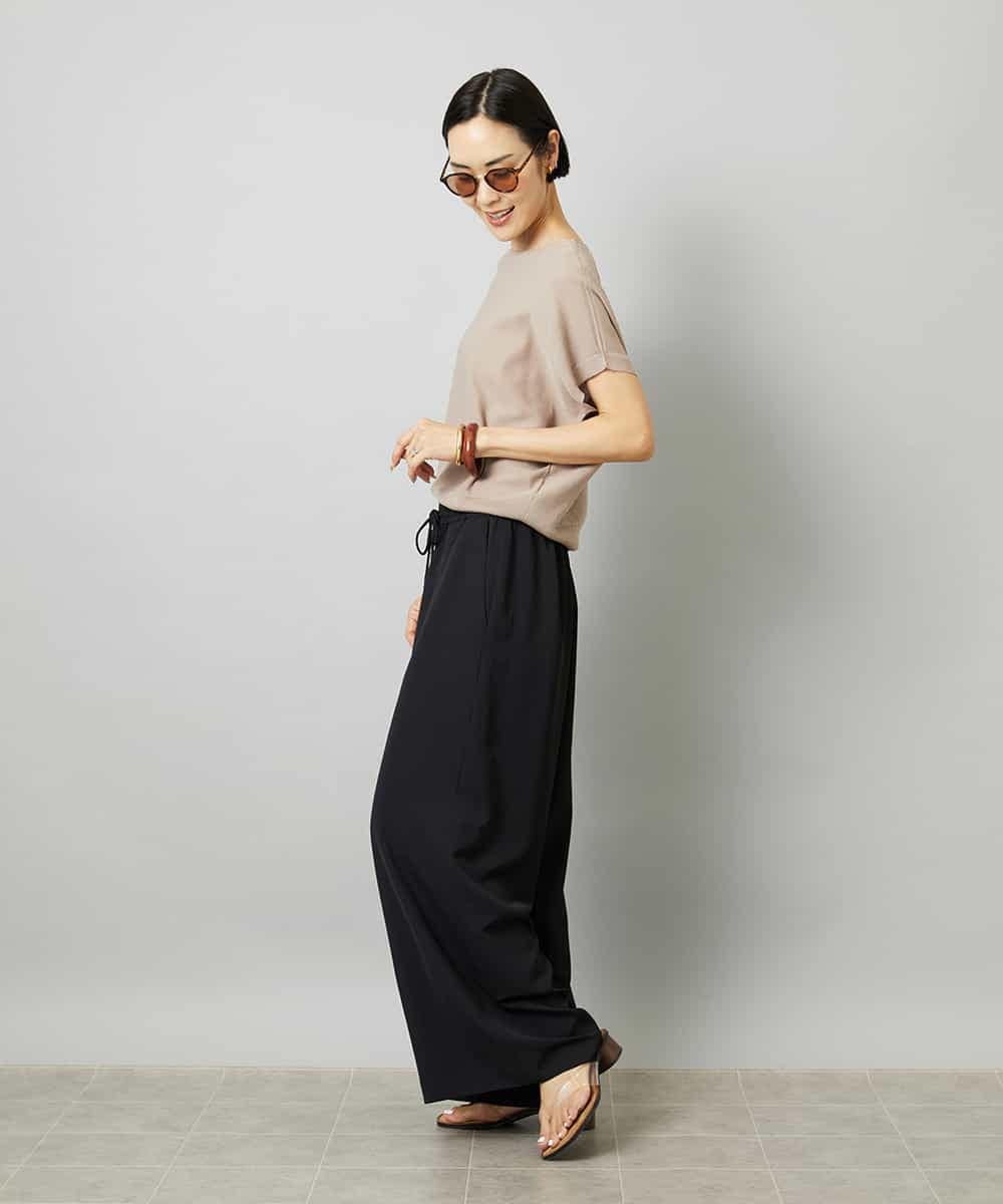 FMLHD02280 MICHEL KLEIN(ミッシェルクラン) [リラックスボトム]ドローストリング ワイドパンツ カーキ