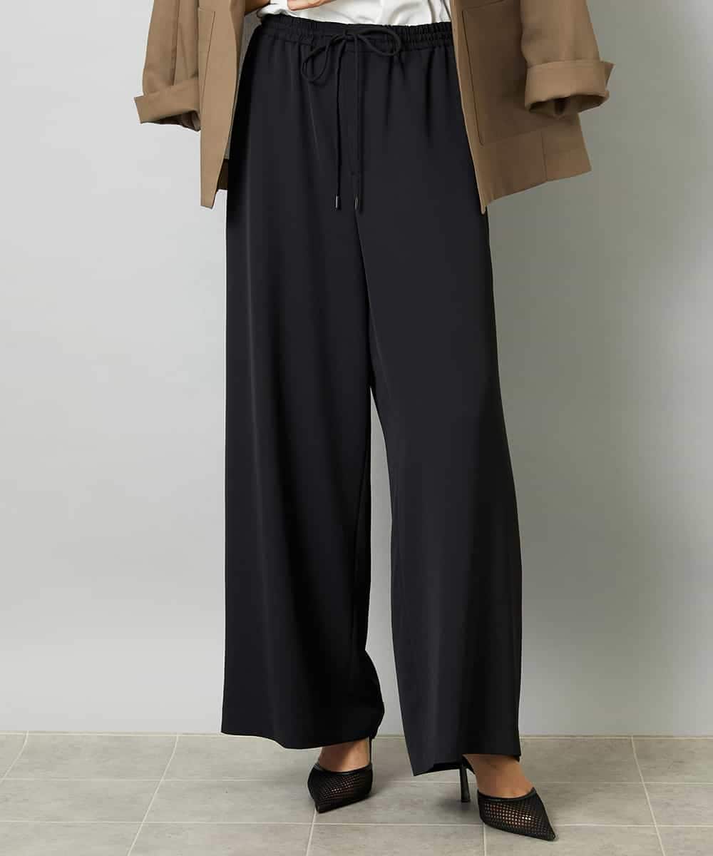 FMLHD02280 MICHEL KLEIN(ミッシェルクラン) [リラックスボトム]ドローストリング ワイドパンツ ブラック