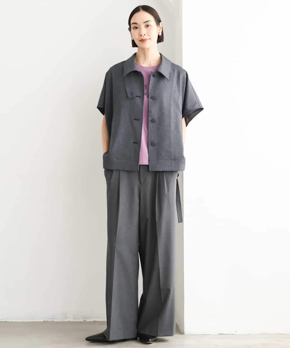 FMLJD04250 MICHEL KLEIN(ミッシェルクラン) ベルトデザインワイドパンツ ダークグレー