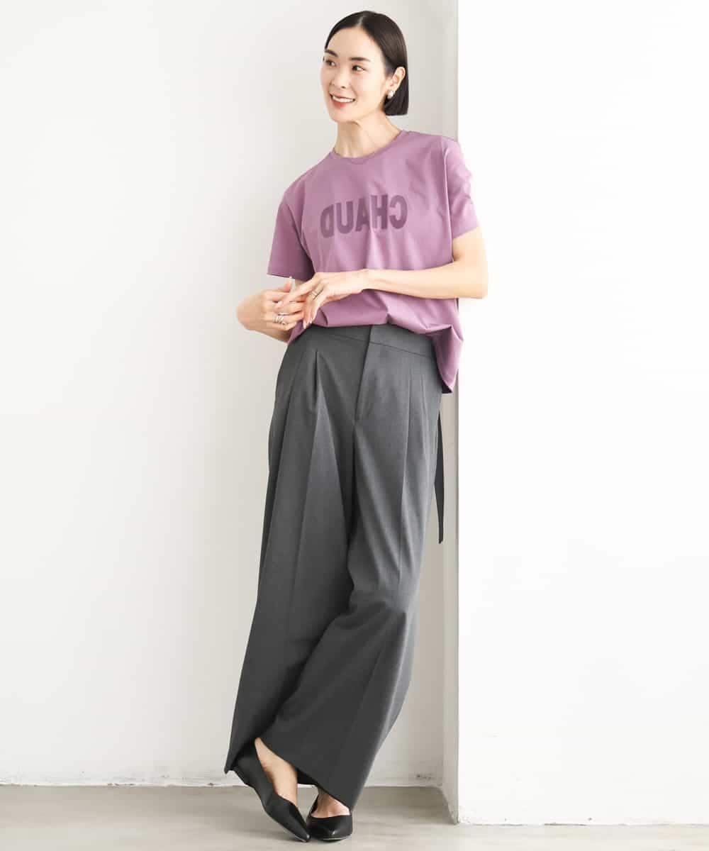 FMLJD04250 MICHEL KLEIN(ミッシェルクラン) ベルトデザインワイドパンツ ダークグレー
