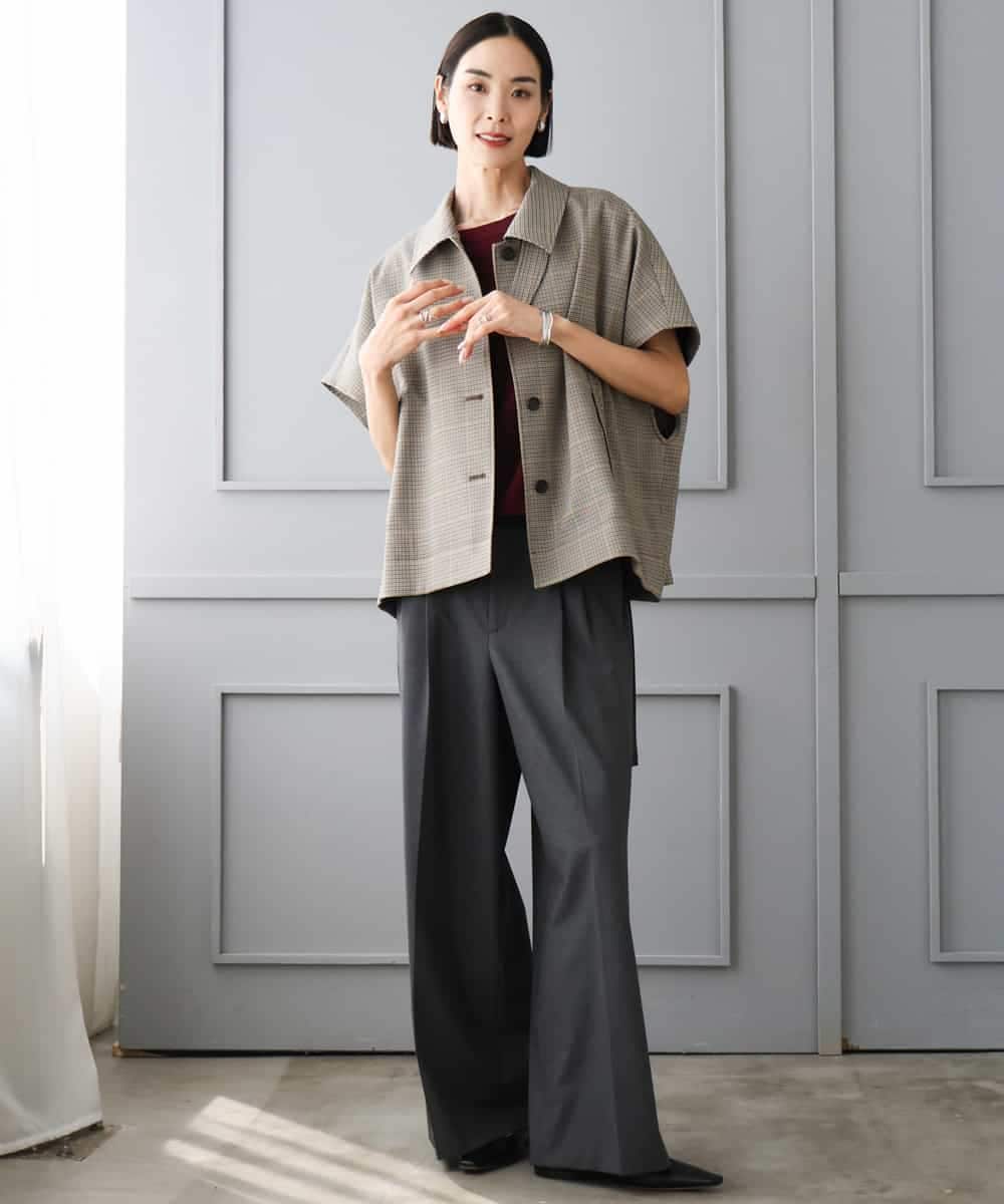 FMLJD04250 MICHEL KLEIN(ミッシェルクラン) ベルトデザインワイドパンツ ダークグレー