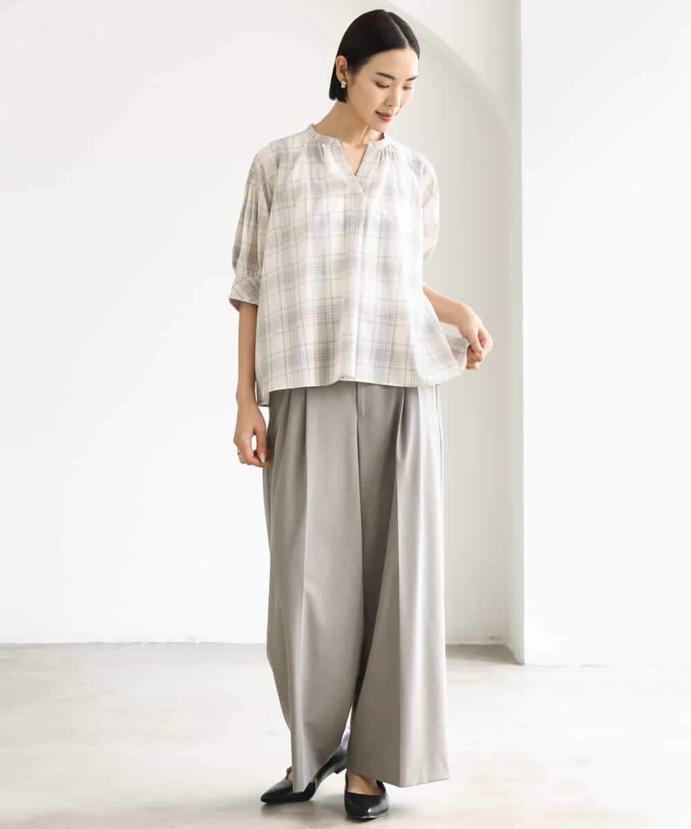 FMLJD04250 MICHEL KLEIN(ミッシェルクラン) ベルトデザインワイドパンツ ダークグレー