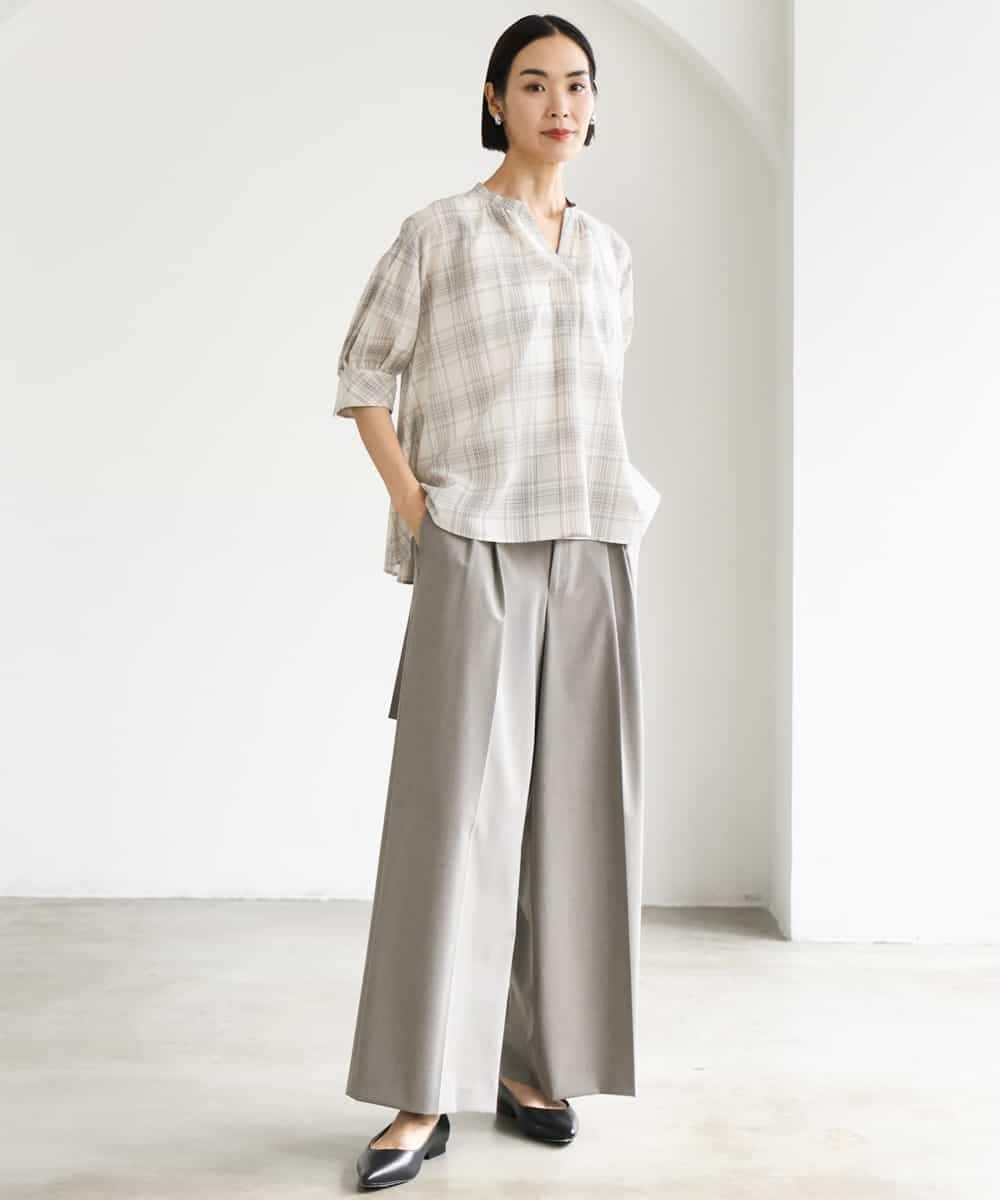 FMLJD04250 MICHEL KLEIN(ミッシェルクラン) ベルトデザインワイドパンツ ダークグレー