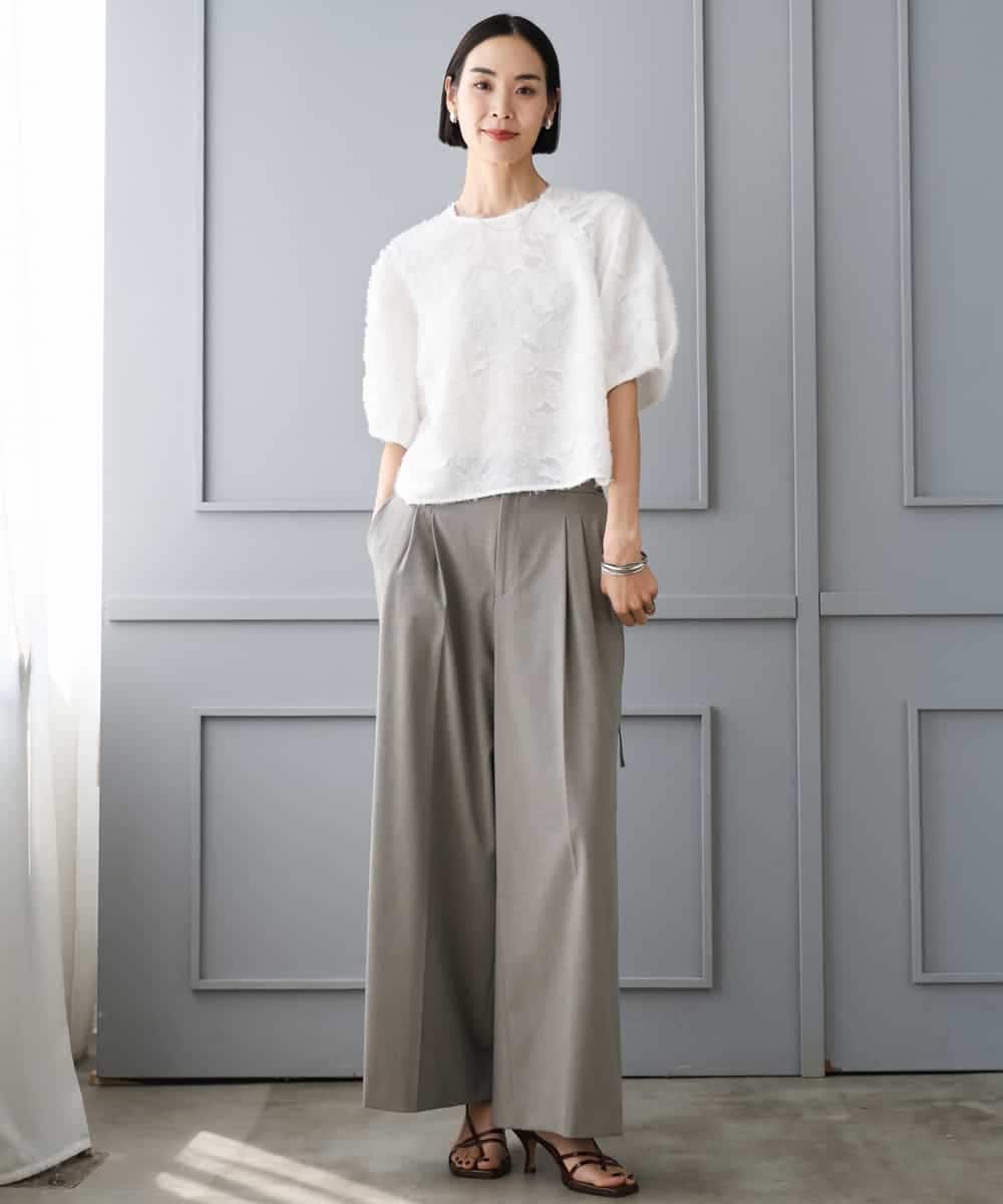 FMLJD04250 MICHEL KLEIN(ミッシェルクラン) ベルトデザインワイドパンツ ダークグレー