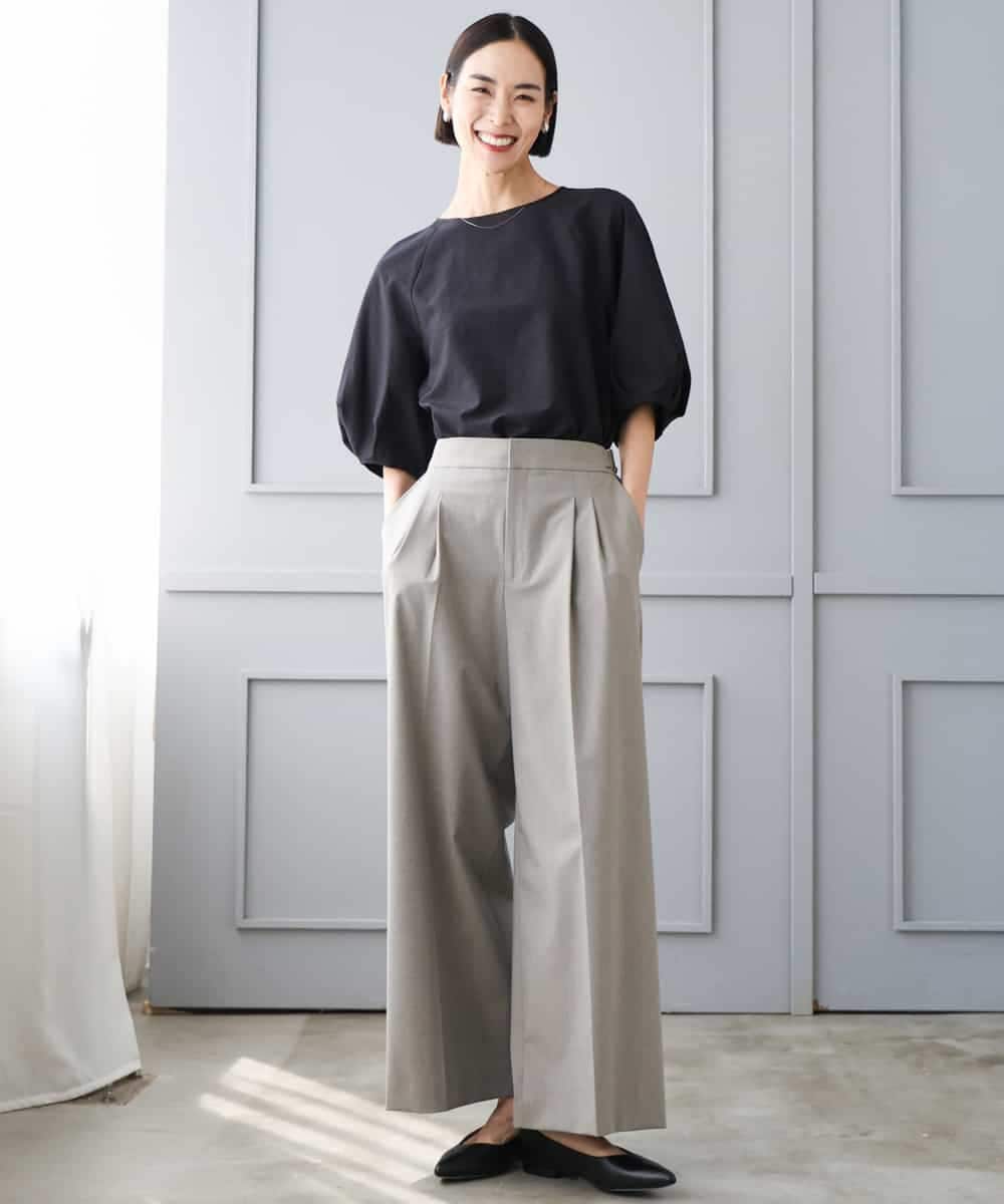 FMLJD04250 MICHEL KLEIN(ミッシェルクラン) ベルトデザインワイドパンツ ダークグレー