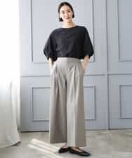 FMLJD04250 MICHEL KLEIN(ミッシェルクラン) ベルトデザインワイドパンツ ダークグレー