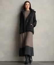 FMPAG50290 MICHEL KLEIN(ミッシェルクラン) ホールガーメント(R)バイカラーニットワンピース ネイビー