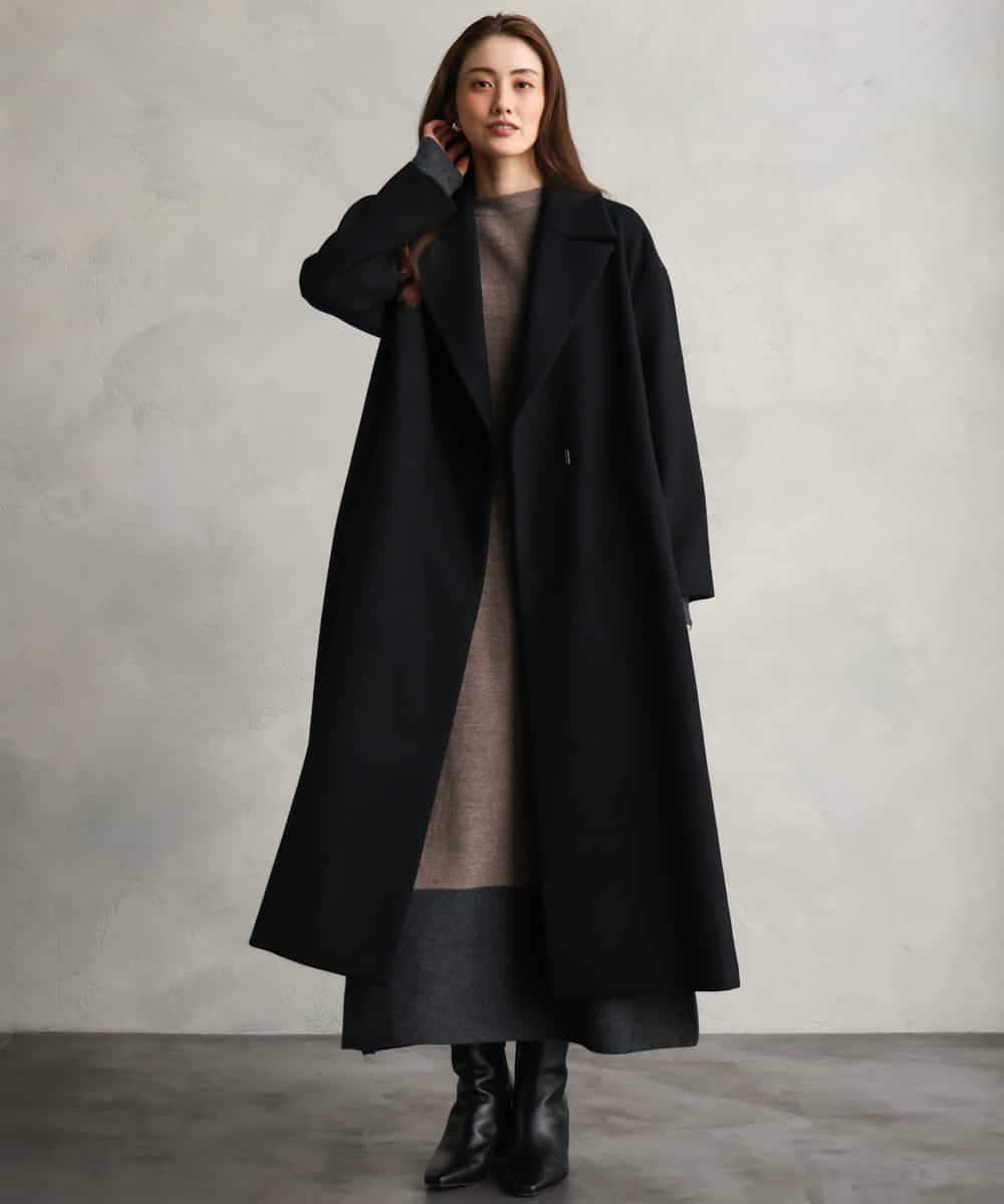 FMPAG50290 MICHEL KLEIN(ミッシェルクラン) ホールガーメント(R)バイカラーニットワンピース ネイビー