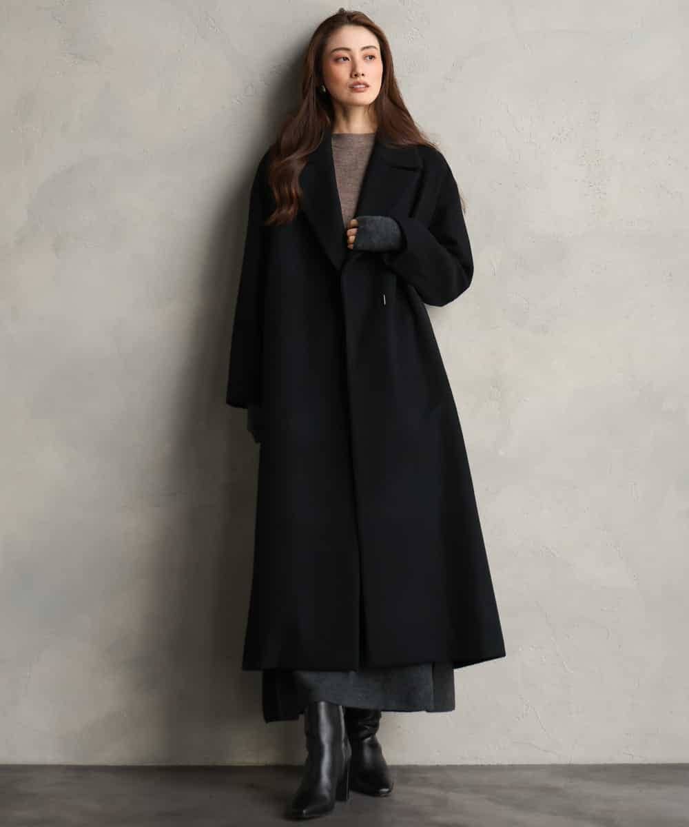 FMPAG50290 MICHEL KLEIN(ミッシェルクラン) ホールガーメント(R)バイカラーニットワンピース ネイビー