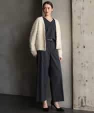 FMSAG40260 MICHEL KLEIN(ミッシェルクラン) リボンヤーンVネックカーディガン ベージュ