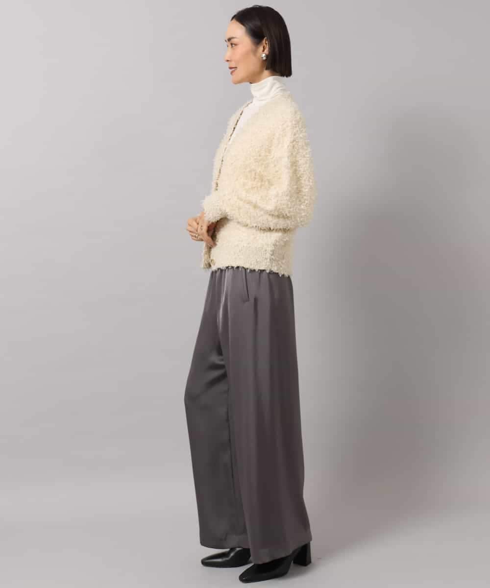 FMSAG40260 MICHEL KLEIN(ミッシェルクラン) リボンヤーンVネックカーディガン ベージュ