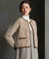 FMSAG41270 MICHEL KLEIN(ミッシェルクラン) ニットツイードジャケット ベージュ