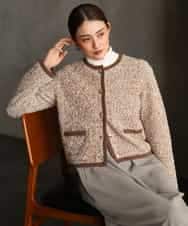 FMSAG41270 MICHEL KLEIN(ミッシェルクラン) ニットツイードジャケット ベージュ