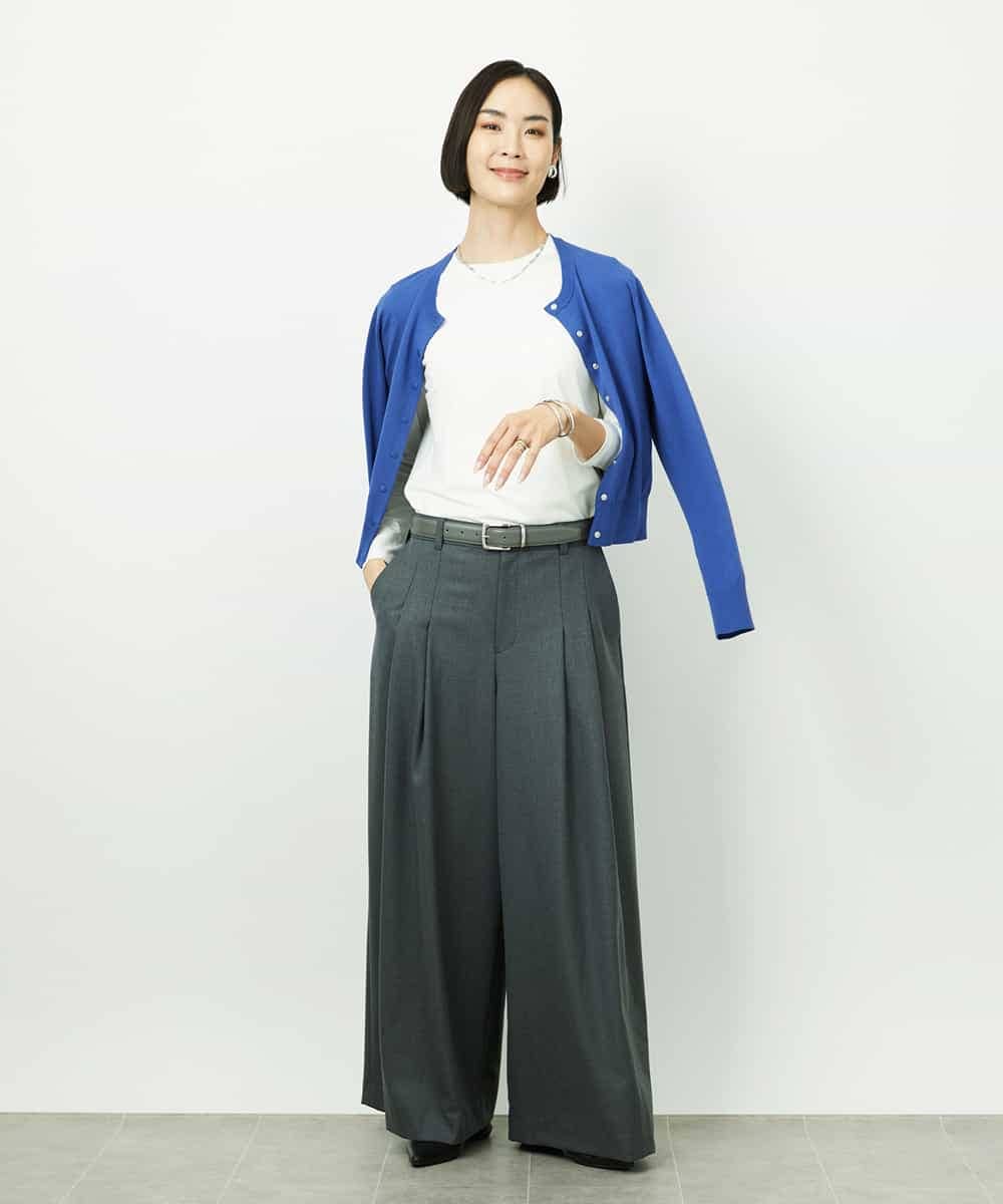 FMSDD13230 MICHEL KLEIN(ミッシェルクラン) コンパクトクルーネックカーディガン ベージュ