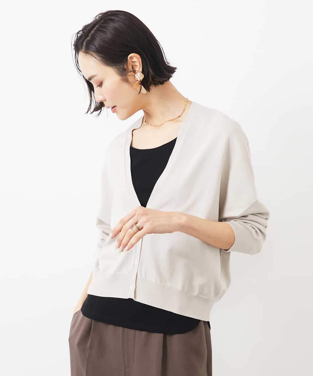 FMSGA15250 MICHEL KLEIN(ミッシェルクラン) ホールガーメント（R）Vネックカーディガン ベージュ