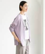 FMSJD21190 MICHEL KLEIN(ミッシェルクラン) [2WAY]シアーVネックカーディガン ラベンダー
