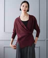 FMSJD21190 MICHEL KLEIN(ミッシェルクラン) [2WAY]シアーVネックカーディガン パープル