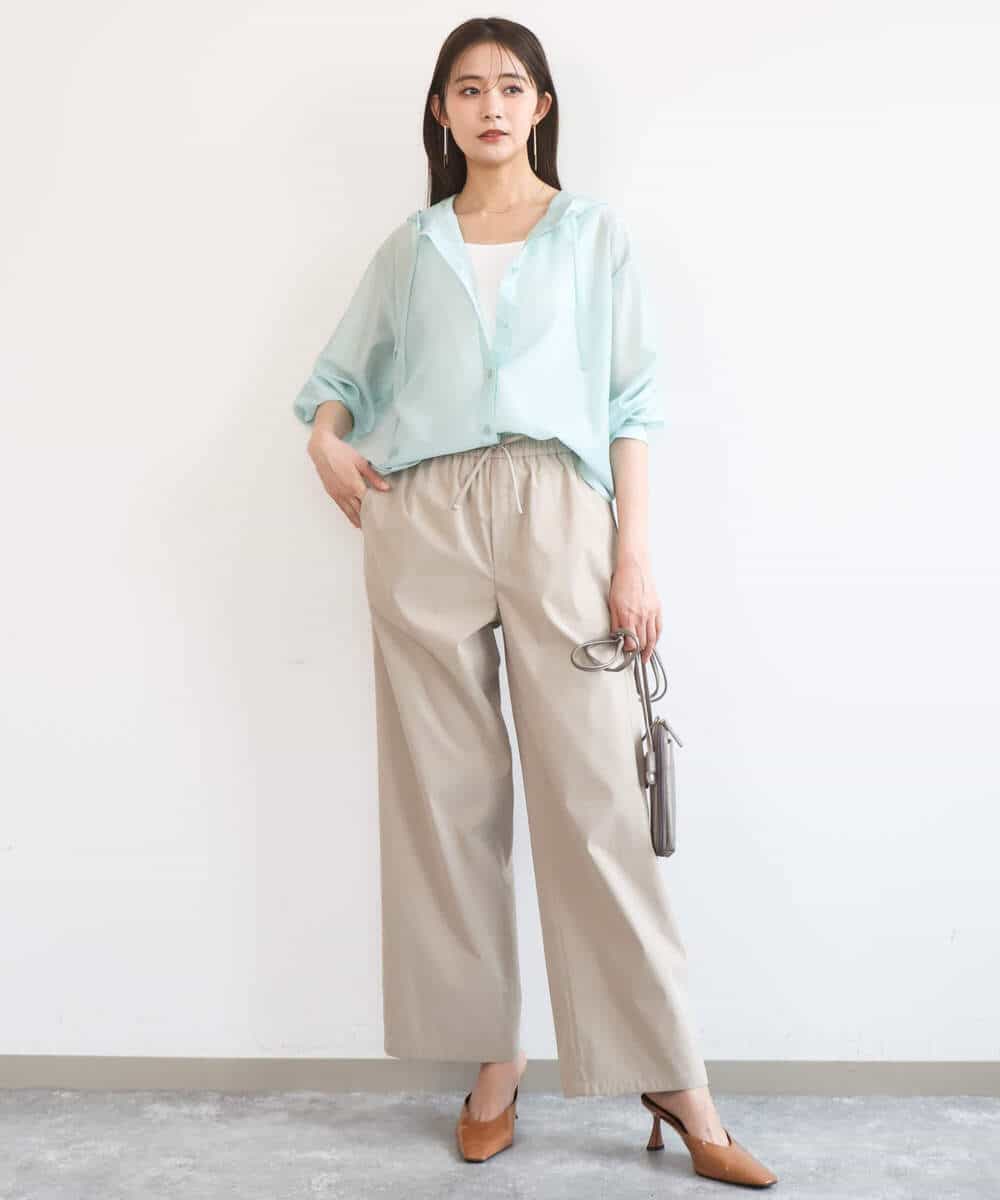 FOBGD41160 MK MICHEL KLEIN(MK ミッシェルクラン) [洗える]フーディーデザインシアーシャツブラウス モカ