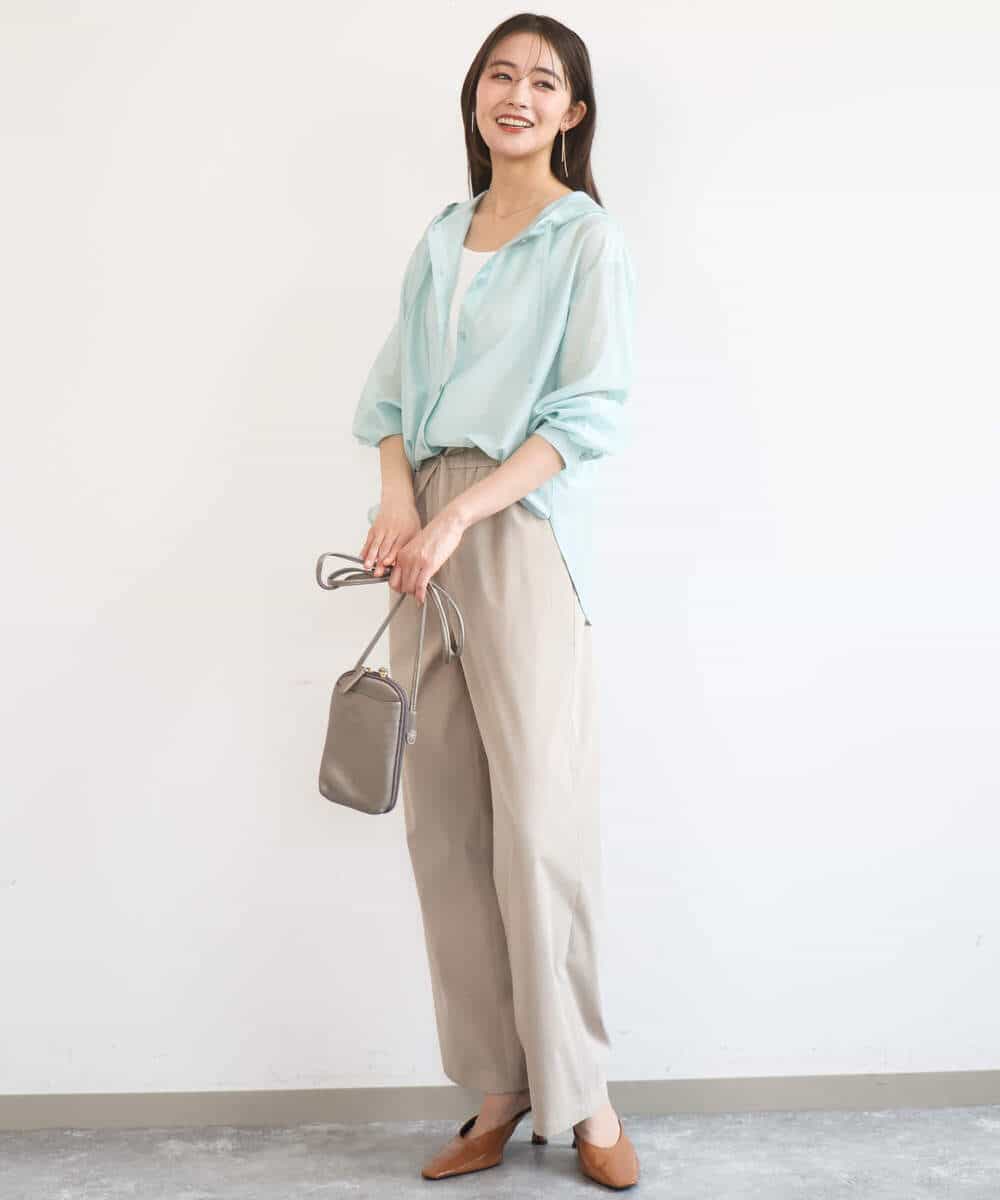FOBGD41160 MK MICHEL KLEIN(MK ミッシェルクラン) [洗える]フーディーデザインシアーシャツブラウス モカ