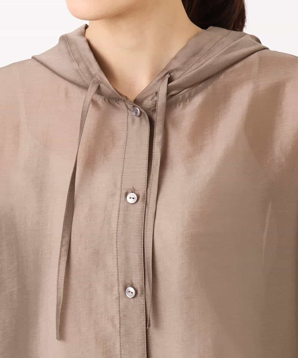 FOBGD41160 MK MICHEL KLEIN(MK ミッシェルクラン) [洗える]フーディーデザインシアーシャツブラウス モカ