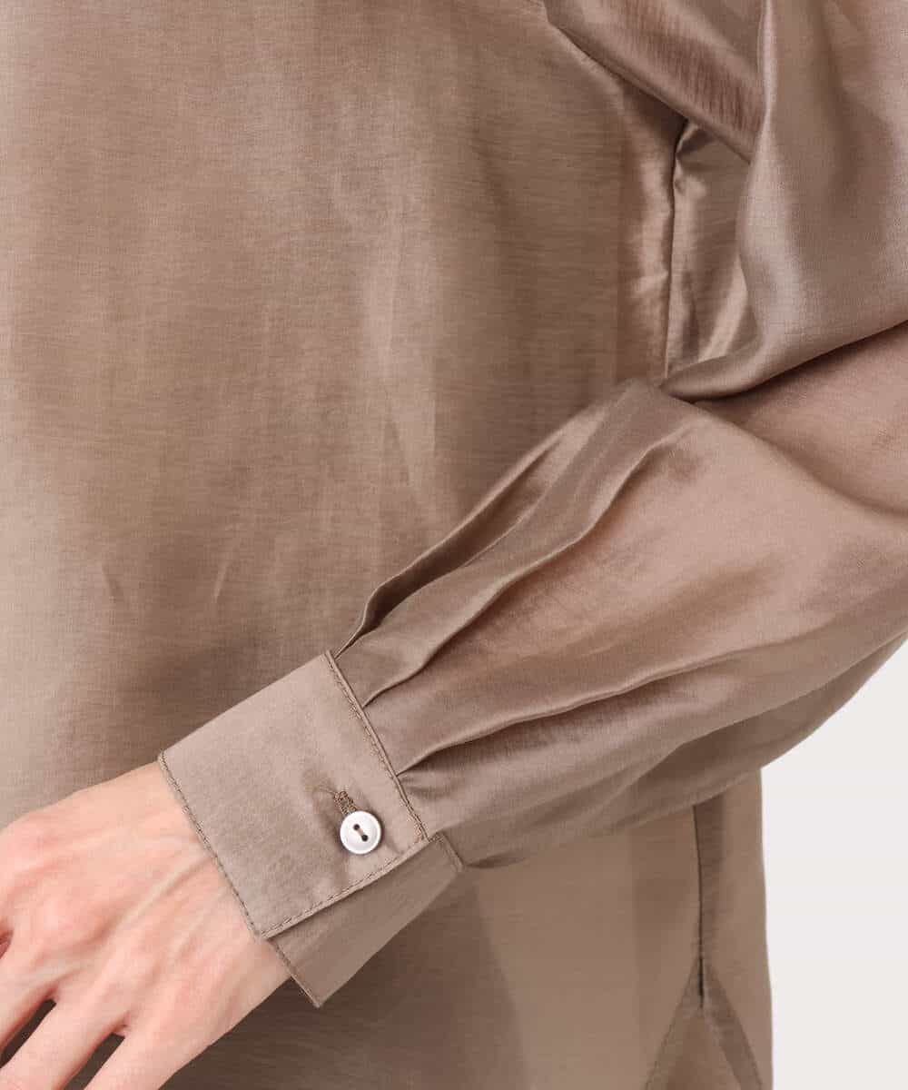 FOBGD41160 MK MICHEL KLEIN(MK ミッシェルクラン) [洗える]フーディーデザインシアーシャツブラウス モカ