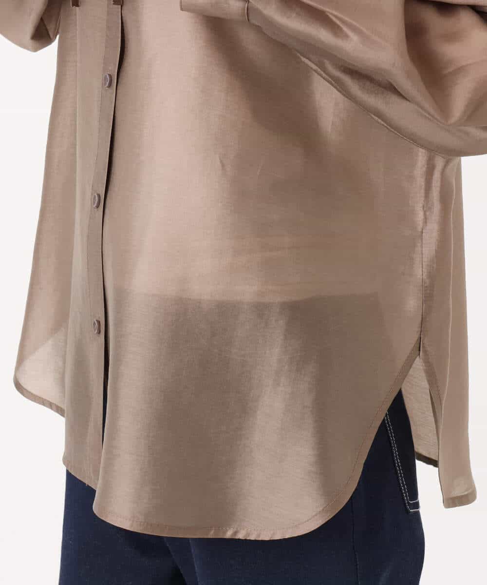 FOBGD41160 MK MICHEL KLEIN(MK ミッシェルクラン) [洗える]フーディーデザインシアーシャツブラウス モカ