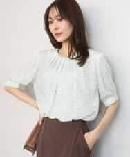 FOBGD42150 MK MICHEL KLEIN(MK ミッシェルクラン) [UVカット/接触冷感/洗える]フラワーモチーフプリントブラウス アイボリー