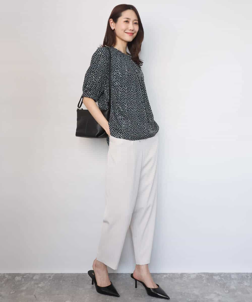 FOBGD42150 MK MICHEL KLEIN(MK ミッシェルクラン) [UVカット/接触冷感/洗える]フラワーモチーフプリントブラウス アイボリー