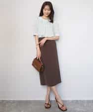 FOBGD42150 MK MICHEL KLEIN(MK ミッシェルクラン) [UVカット/接触冷感/洗える]フラワーモチーフプリントブラウス アイボリー