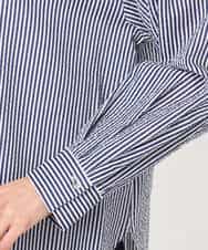 FOBGD46150 MK MICHEL KLEIN(MK ミッシェルクラン) [洗える]ストライプ柄サッカーシャツブラウス ネイビー
