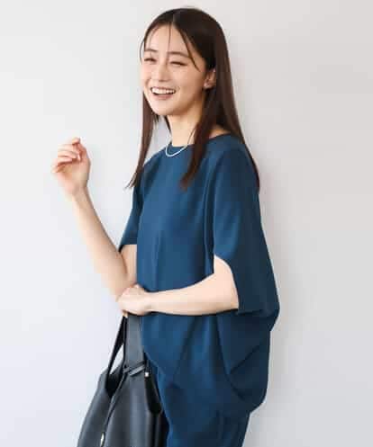 FOBHD66150  [瞬美シリーズ/UVカット/接触冷感/速乾/洗える]梨地ジョーゼット 変形スリーブブラウス