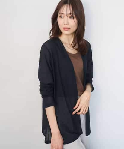 FOCGD40130 MK MICHEL KLEIN [洗える]コットン混シアーラメカーディガン